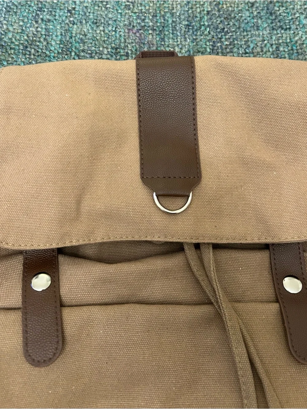 Bella Russo Drawstring Khaki Canvas Backpack 18